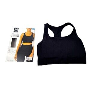 Member's Mark Seamless Racerback Sports Bra Women Size L Black Wireless